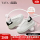 他她（TATA）女鞋2025新款奶油泡泡厚底鞋子小白鞋透氣休閑增高板鞋 白/黑 36