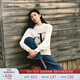 Calvin KleinJeans25秋冬新款女士?jì)?yōu)雅通勤ck字母提花純棉圓領(lǐng)打底衫針織衫 101-象牙白 S