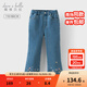 戴維貝拉（DAVE＆BELLA）冬季新款女童微喇褲童褲洋氣小女孩牛仔褲兒童休閑長(cháng)褲中大童褲子 牛仔藍【現貨】 130 cm（建議身高120-130cm）
