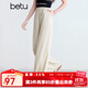 百圖betu女裝2025夏季新款休閑褲松緊腰頭山本褲闊腿褲褲子女2504T75 淺杏色 M