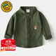 G.DUCKKIDS小黃鴨2025春裝新款男童長(cháng)袖襯衫韓版寶寶刺繡V領(lǐng)襯衣童裝上衣 綠色 100 cm （建議身高90-95cm）