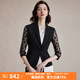 MORELINE沐蘭法式輕奢波點(diǎn)小西裝女2025春秋裝新款高級感商務(wù)通勤百搭西服 黛黑 L