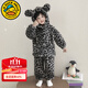 G.DUCKKIDS小黃鴨童裝兒童睡衣秋冬季男童家居服加絨加厚珊瑚絨女孩寶寶套裝 豹紋小熊睡衣 90 尺碼1~2歲【 80-90cm】