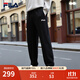 FILA 斐樂(lè )情侶款男女長(cháng)褲25秋冬季新款休閑寬松收口運動(dòng)褲子加絨保暖 正黑色-BK L 175/84A/L