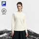 FILA 斐樂(lè )官方女子針織長(cháng)袖衫2025冬季新款戶(hù)外運動(dòng)加絨半拉鏈長(cháng)T 豆蔻白-IV S 160/80A/S