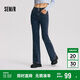 森馬森柔牛仔牛仔褲女喇叭褲24冬抓毛拖地褲109724124002