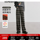 紅袖復古格子休閑褲冬季2024新款女裝質(zhì)感中高腰顯瘦寬松闊腿奶奶褲 黑格909 L