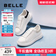 百麗（Belle）簡(jiǎn)約舒適小白鞋女商場(chǎng)同款平穩休閑板鞋D5Q1DAM5 白色/杏 37 (235mm)