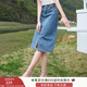 香影牛仔半身裙女2025夏裝新款復古中長款裙子修身顯瘦高腰直筒裙 牛仔藍 M