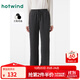 熱風(fēng)（Hotwind）冬季新款女士條絨加厚休閑直筒褲時尚黑色顯瘦衛(wèi)褲女褲 52深灰 M