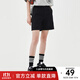 美特斯邦威直筒紐扣短褲女夏季時(shí)尚潮流寬松美式五分褲 影黑 M 160 66A