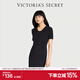 維多利亞的秘密 修身簡(jiǎn)約及膝彈性圓領(lǐng)T恤式睡裙連衣裙女 54A2黑曜石 11249354 S