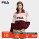 FILA 斐樂(lè )官方女子翻領(lǐng)套頭衛衣2025春新款時(shí)尚寬松復古拼接針織長(cháng)袖 仙粉黛酒紅-WI S （160/80A/S）