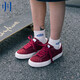 頑刻官方酒紅色休閑街頭滑板翻毛皮耐磨青年男女潮低幫板鞋 TOS05017 37