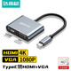 達而穩（DOREWIN）Type-C轉HDMI轉接頭線(xiàn)4K高清VGA視頻投屏USB-C轉雷電轉換器蘋(píng)果17華為手機接大屏 TypeC擴展塢2合1