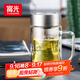 富光雙層玻璃杯商務(wù)泡茶杯子大容量耐熱辦公水杯過(guò)濾帶把銀色320ml
