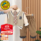 G.DUCKKIDS童裝男童秋裝套裝兒童服裝男寶寶春秋季學(xué)院風(fēng)三件套1小男孩衣服 咖啡色8239款-加絨 90 尺碼1~2歲【 80-90cm】cm