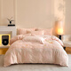 牛奶絨四件套防靜電雙面絨親膚裸睡床上用品兔毛絨爛花被套床笠款 銀杏葉-粉玉【A類(lèi)防靜電】 1.5m 床單款 （被套200*230cm）