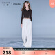 三彩【100棉】2025秋季新款休閑牛仔褲寬松闊腿褲長(cháng)褲女 米白色 S 155/64A