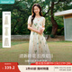 茵曼植物碎花女裝無(wú)袖連衣裙浪漫度假風(fēng)寬松2025夏季新品花苞長(cháng)裙子 杏色-18528022 S
