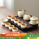 唐豐汝窯茶具整套帶茶盤(pán)功夫茶具套裝中式家用陶瓷泡茶壺蓋碗茶杯套裝