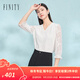 菲妮迪（FINITY）【新春】雪紡衫2025春季新款法式優(yōu)雅V領(lǐng)抽褶上衣女 白色 M