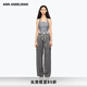 ANN ANDELMAN【明星同款】官方直營(yíng)直筒松緊腰拼接條紋休閑西褲 灰色 XS