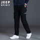 JEEP SPIRIT吉普工裝褲男秋季直筒休閑褲男士寬松多口袋男褲 黑色 XL