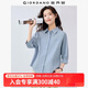佐丹奴知識分子風(fēng)襯衫女新款純棉府綢破骨連肩中袖襯衣女05345463 81鐵藍(lán) L