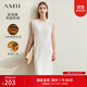 AMII女裝2025夏季新款無(wú)袖桂花針?lè )氠樋椚惯B衣裙小黑裙背 米白 S 155/80A