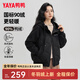 鴨鴨（YAYA）【90+系列】輕薄羽絨服女短款2024冬季新款時(shí)尚連帽保暖外套KL 黑色 XL (170)