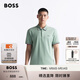 BOSS博斯男士條紋飾邊棉質(zhì)針織 高爾夫運(yùn)動(dòng)Polo 衫 357-綠色 L