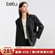 百圖betu女裝秋季新款西裝翻領(lǐng)時(shí)髦百搭廓形西裝西服外套2408T59 炭灰 S