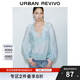 UR2025秋季新款女裝荷葉邊V領(lǐng)系帶寬松長(cháng)袖罩衫襯衫UWM250021 淡藍 (面料微透) S