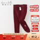 戴維貝拉（DAVE＆BELLA）兒童連褲襪加絨女童彈力襪小童舞蹈襪保暖襪子冬裝新年童襪 暗紅色【現貨】 100cm（建議身高90-100cm）