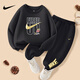NIKE 耐克男童運(yùn)動(dòng)套裝純棉秋季 2025新款女童秋裝兒童兩件套童裝潮流 正黑色 【100%純棉】 150 /M 【建議身高140-152cm】