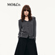 MO&Co.針織開(kāi)衫2025秋新品綿羊毛山羊絨海軍領(lǐng)高領(lǐng)短款MBE3CART02 中花灰色 M /165