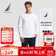 諾帝卡（NAUTICA）男裝春秋純棉柔軟親膚多色基礎經(jīng)典長(cháng)袖T恤男TE4301 1BW白色 L