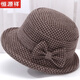 恒源祥帽子女秋冬季媽媽時(shí)尚毛呢盆帽禮帽奶奶冬天加厚保暖漁夫帽 咖啡色 可調節(加棉帽里)