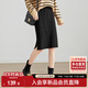 尚都比拉秋冬精工12針時(shí)尚開(kāi)叉松緊高腰毛織包臀中裙半身裙 雅黑色 XL 