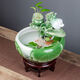 米聆景德鎮陶瓷魚(yú)缸家用流水噴泉小金魚(yú)缸大號養魚(yú)盆擺件客廳加濕造景 綠荷+流水器+送6 小號缸直徑24厘米高13厘米