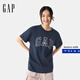 Gap男女裝2025春季新款純棉字母印花logo短袖T恤上衣美版797924 藏藍色 M 美碼 L亞洲碼180/96A