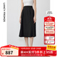 朗姿【尖貨補(bǔ)單】法式復(fù)古赫本風(fēng)黑色半身裙女新款傘裙高腰顯瘦a字裙 黑色 M