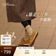 73Hours明星同款女鞋小餅干25春夏新款軟底休閑運動(dòng)鞋德訓鞋阿甘鞋 棕色 37