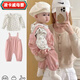 凌卡戚嬰兒春秋款背帶褲兩件套寶寶甜美春季洋氣碎花襯衣褲子春裝套裝 主圖款 66