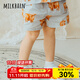 Milkbarn夏季兒童短褲 1-8歲寶寶純棉褲子休閑五分褲男女童中褲 灰藍牦牛 90 cm