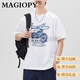 MAGIOPY奢侈高端品牌美式復古短袖T恤男士2025新款夏季潮牌重磅寬松印花 白色 M 【適合100~120斤】