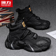 回力男鞋2025冬季新款高幫防水防滑耐磨工裝鞋戶(hù)外騎行登山馬丁靴男靴 黑色 41