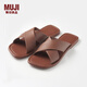 無(wú)印良品（MUJI）男女通用 皮革 涼鞋（男士/女士）無(wú)性別 男款女款 EKB15C3S 涼拖 棕色 XL 270mm / 44碼（2.5）