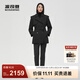 波司登（BOSIDENG）風(fēng)衣羽絨服女款中長(cháng)款加厚新國標90絨商場(chǎng)同款系帶正肩保暖外套 黑色8056 S 160/84A
